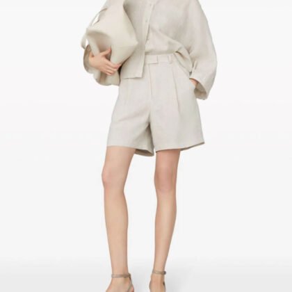 High-Waisted Linen Shorts