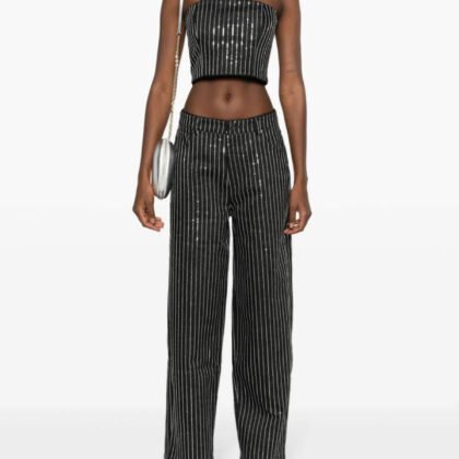 Striped Wide Leg Trousers